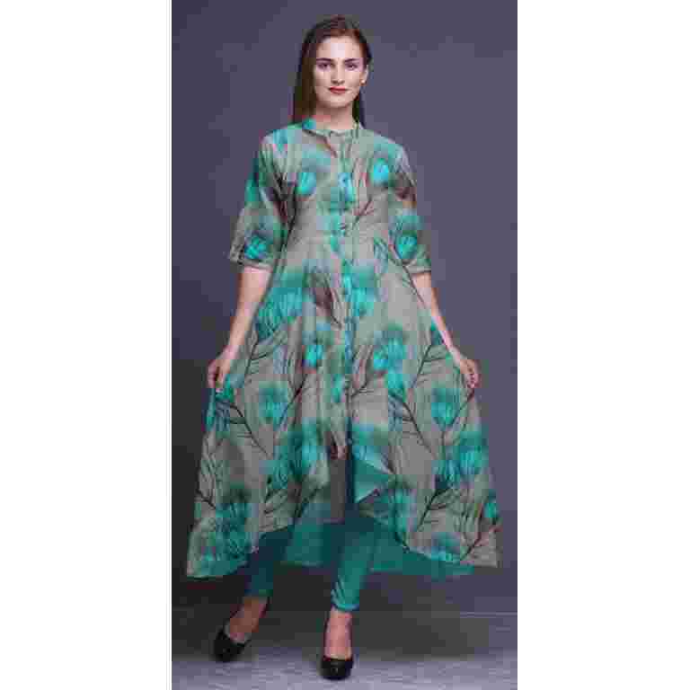 Bimba Green Peacock Feather Anarkali Dress Printed Mandarin Collar Indian Kurtis For Women Party Wear Anarkali Kurta -XX-Large - Walmart.com Bimba Green Peacock Feather Anarkali Dress Printed Mandarin Collar Indian Kurtis For Women Party Wear Anarkali Kurta -XX-Large - Walmart.com