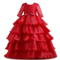thumbnail image 5 of Vestido de fiesta de Navidad para niñas Vestido de ponchia de encaje grande para niñas Vestido de actuación para anfitriona de niña de las flores, 5 of 5