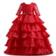 thumbnail image 3 of Vestido de fiesta de Navidad para niñas Vestido de ponchia de encaje grande para niñas Vestido de actuación para anfitriona de niña de las flores, 3 of 5
