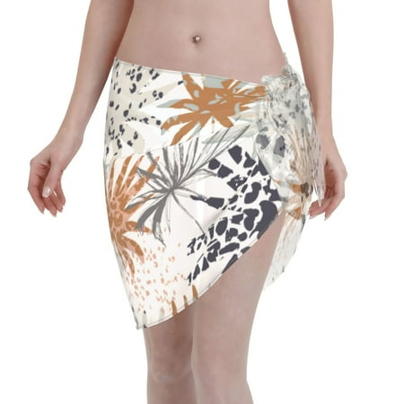 Ocsxa Tropical Leaves Print Sarong Coverups For Women Bathing Suit Wrap Swimsuit Skirt Beach Bikini Cover Up Swimwear