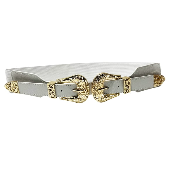Women Corset Waist Belt Slim Shaping Elastic Girdle Belt Vintage Carved Buckle Decorative WaistBand Accessory