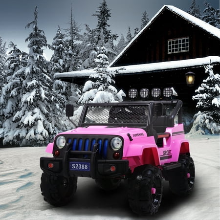 Uenjoy Kids Ride on Cars 12V Electric with Remote Control Motorized Vehicles 2 Speed Pink and