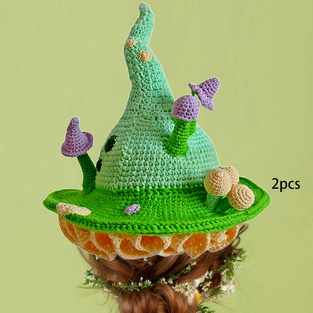 2 sombreros de cubo de punto de ganchillo Yinane con forma de seta para fiestas y juegos de rol