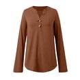 thumbnail image 3 of MHFRRA Camisa de Manga Larga, Informal, de Otoño, Cómoda, Suave y Básica, para Uso Diario. Café, 3 of 7