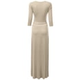 thumbnail image 3 of Doublju Women's 3/4 Sleeve Wrap Front Maxi Dress with Tie Waist, 3 of 4