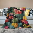 thumbnail image 2 of Nawypu  Palm Leaves Hibiscus Flowers Hawaii Throw Blanket Ultra Soft Warm All Season Tropical Pineapples Fruit Decorative Blankets for Bed Chair Car Sofa Couch Bedroom, 2 of 6