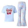 thumbnail image 6 of Gaexia Girls Jogging Sets,Valentine's Day Girls Outfit Cute Bow Heart Print Short Sleeve Top With Flare Leg Pants Toddler Two Piece Matching Fashion Clothes,12-13 Years, 6 of 6