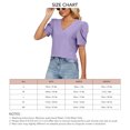 thumbnail image 6 of Women V Neck Top Puff Sleeve Shirt Short Sleeve Top Loose Hollow Out Slim Shirt Purple XL, 6 of 6