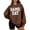 #0487-Brown, variant on Game Day Long Sleeve Sweatshirts for Women Football Season Graphic Sweatshirt Round Gift Neck Loose Pullover Tops Trendy Outfits