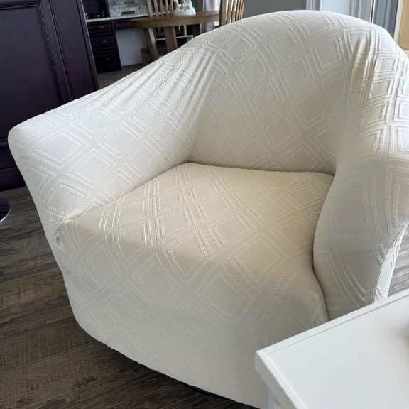 Waterproof Club Chair Slipcover Stretch Barrel Chair Covers Jacquard Tub Chair Slipcovers Spandex Armchair Sofa Cover Removable Couch Furniture Protector for Living Room（Beige）