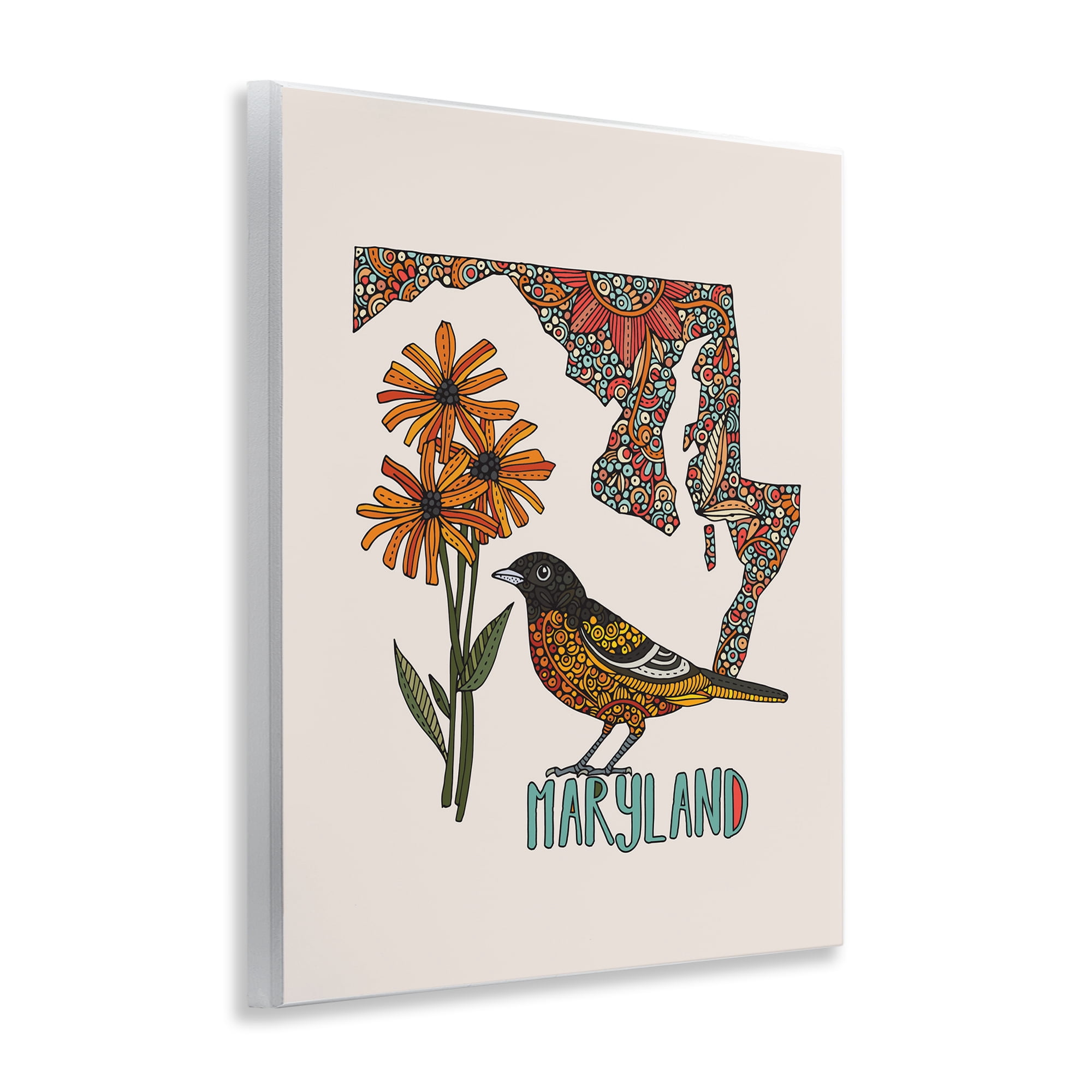 Stupell Industries Floral Maryland State Botanical & Floral Painting Unframed Art Print Wall Art, 11 x 14