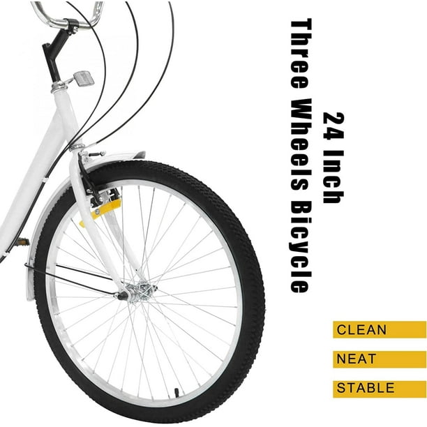 Fat Tire Bike Tricycle for Adult 7 Speed Bike with Cargo Basket Tricycle Bike for Adults Heavy Duty Adult Bicycles for Men 24 Inch Front Wheel 20 Inch Rear Wheel Trike Walmart