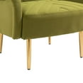 thumbnail image 7 of Velvet Accent Chair, Modern Upholstered Single Sofa Chair with Metal Feet, Comfy Armchair with Tufted Back, Leisure Chair Club Chair for Living Room Bedroom, Olive, 7 of 7