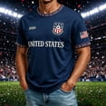 thumbnail image 5 of Zimjoy Men's USA Soccer Jersey Shirts 2026 Country Team Short Sleeve Crewneck Fan International Football Shirt Retro Streetwear Top Royal Blue S, 5 of 5