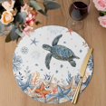 thumbnail image 3 of Sea Turtle Coastal Round 13 Inch Placemats Set of 4, Summer Coral Starfish Nautical HeatResistant Non Slip Place Mats for Dining Table, Wipeable Braided Kitchen Table Mats for Housewarming, 3 of 9