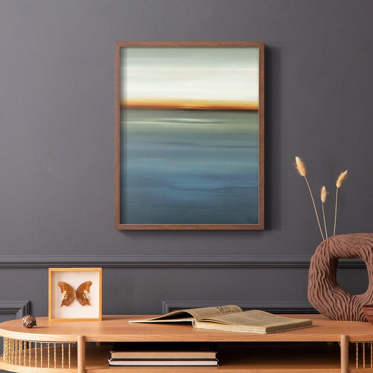 Beside the Blue I Framed Print in Brown Solid Wood Framed Print No Nail Hanging