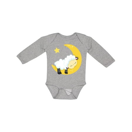 

Inktastic Cute Sheep Sleeping Sheep Moon Stars Sleepy Gift Baby Boy or Baby Girl Long Sleeve Bodysuit