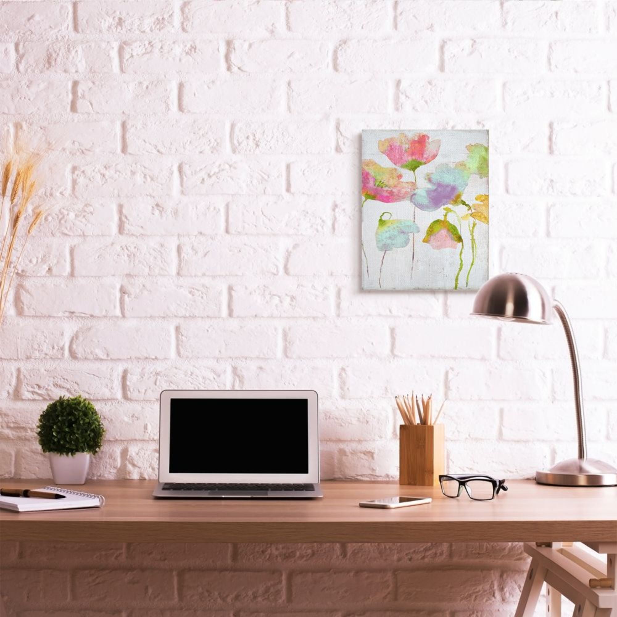 Stupell Industries Saturated Watercolor Flowers Whimsical Blue Pink Green Design by Vanessa Austin, 16" x 20"