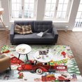Area Rug Indoor Carpet, Winter Xmas Red Gnome Lorry Snowman Pine Tree
