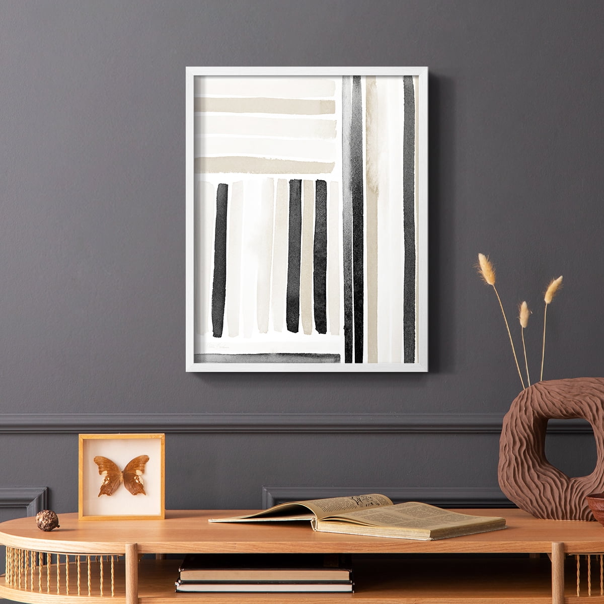 Neutral Lines I in White Solid Wood 8 x 10 Framed Print