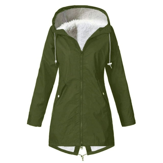 Manteaux d'Hiver pour Femmes Imperméables pour Femmes, Manteau de Pluie de Plein Air pour la Randonnée, Manteaux de Pluie Doublés en Molleton, Vestes de Pluie Légères à Capuche, Commandes Passées par Moi en Hiver