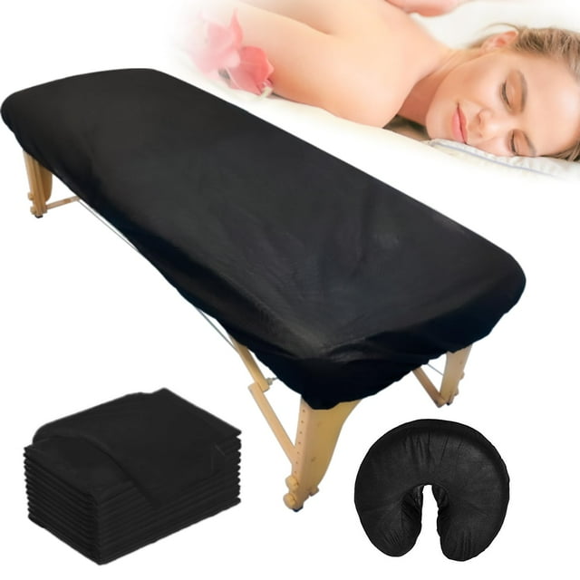 Sábanas ajustables desechables para mesas de masaje y fundas para reposacabezas