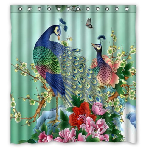 HelloDecor Peacock Peacock Shower Curtain Polyester Fabric ...