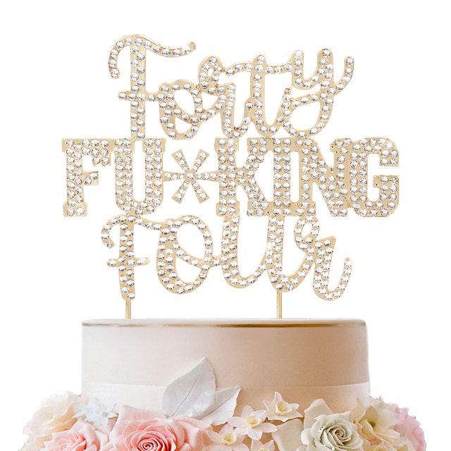 Lingteer Cuarenta Y Cuatro Divertidos Adornos Dorados Para Tarta Con Diamantes De Imitación Saludos Al 44 Cumpleaños, 44 Años De Antigüedad, Centros De Mesa Para Tartas, Decoración De Regalo.