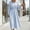 Blue, variant on FRSASU Women's Striped Dress Sleeveless Round Neck Cotton Linen Midi Dress Drop Waist Flared Swing Pleated Tank Sundresses Yellow