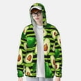 thumbnail image 4 of Gaeub Avocado Green Striped Men's and Women's UPF 50+ Long-Sleeved Sun Protection Clothing, Fishing Shirt Long Sleeve Zip - Small, 4 of 9