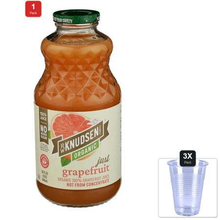 1 Pack | Rw Knudsen Organic Grapefruit Juice, 32 Fz & 3x Disposable Cup