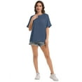 thumbnail image 5 of Women Oversized T-Shirt Round Neck Pull On T-Shirt Basic Casual Loose Fit Workout Tops, 5 of 7