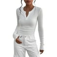 thumbnail image 2 of MVRLSH Long Sleeve Shirts For Women Long Sleeve V Neck Basic Slim Fit Crop Tops Fashionable Fall Casual Outfits Clothes White S-Xxl, 2 of 4