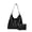 Black, variant on Entchin Woven Hobo Bag for Women, Vegan Leather Handle Handbag with Matching Clutch Pouch, Lightweight Slouchy Shoulder Purse for Work, Travel, Shoppingg,Black