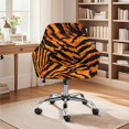 thumbnail image 2 of Xoenoiee Tiger Skin Pattern Velvet Curved Back Dining Room Chair Covers with Arms Stretch Swivel Bar Stool Chair Slipcover, Removable Vanity Kitchen Office Desk Armchair Protector Covers, 2 of 7