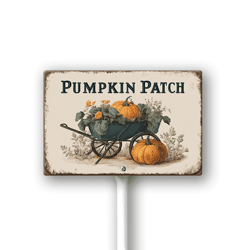Eveokoki 12x8Inch Fall Aluminum Pumpkins Yard Stake,Decorative Garden Stakes with Pumpkin Patch Words Sign,Pumpkin Decoration for Holiday Autumn Harvest Thanksgiving Halloween