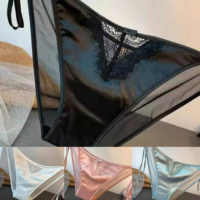 Women Lace Panties Lingerie Soft Silk Satin Underwear Knickers Briefs Plus  Size 