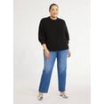 thumbnail image 5 of Scoop Women’s & Women's Plus Reverse Seam Crewneck Sweater, Lightweight, Sizes XS-4X, 5 of 5