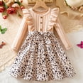 thumbnail image 4 of IVEYRTF FaGirls Long Sleeve Round Neck Princess Dress Elegant Star Print Party Gown for Fall Winter Holiday Christmas Birthday Celebration Toddler Kids Children Outfit(Beige#1,3 Years), 4 of 9