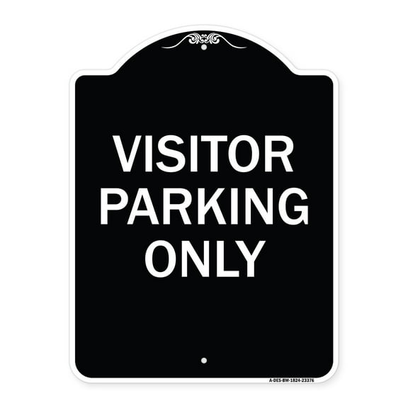 SignMission Designer Series Sign - Parking Reserved Sign Visitor Parking Only | Black & White 18" x 24" Heavy-Gauge Aluminum Architectural Sign | Made in the USA