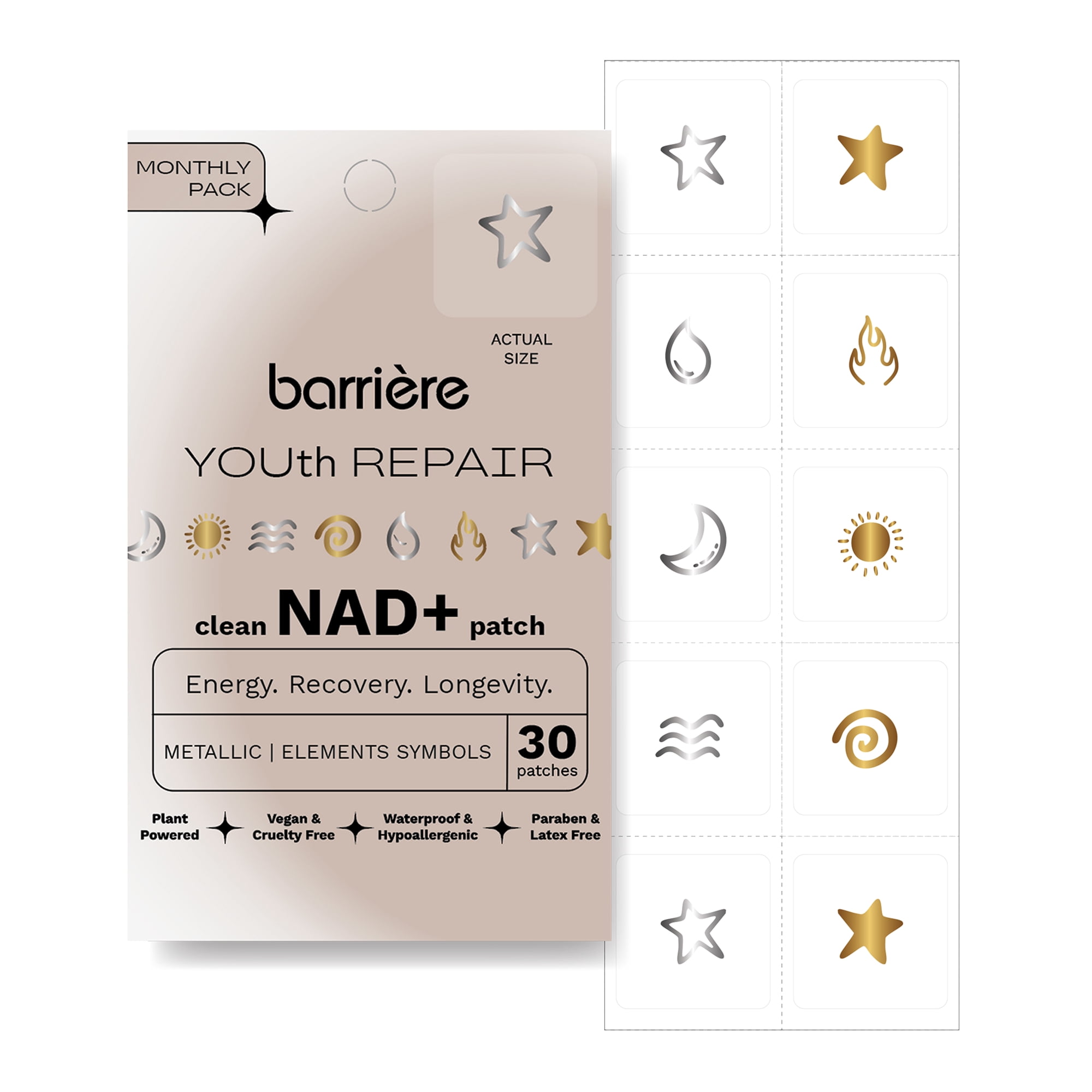 barriere Youth Repair NAD+ Patch, Hypoallergenic Transdermal NAD Patches, 30 Count