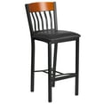 thumbnail image 2 of Emma + Oliver Vertical Back Metal Barstool, Cherry Wood, Vinyl Seat, Black/Cherry, 2 of 6