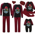 thumbnail image 1 of Pijamas familiares navideños a juego, conjuntos de pijamas de manga larga, gafas de sol, Papá Noel, negro, Navidad en julio, 1 of 4