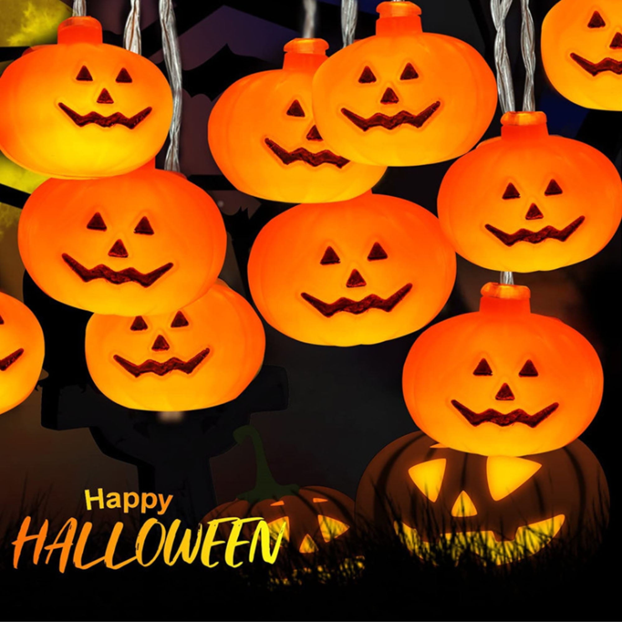 Halloween String Lights, 3M 20LED Pumpkin Lights, Holiday Lights for Outdoor Decor