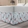 thumbnail image 1 of Floral Bed Skirt, Rhythmic Flowers and Butterflies Hand Drawn Style Illustration Print, Elastic Bedskirt Dust Ruffle Wrap Around for Bedding Decor, 4 Sizes, Baby Blue and Pale Ruby, by Ambesonne, 1 of 2
