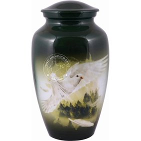 Aluminium Flying Dove Cremation Urn for Human Ashes Adult - Handcrafted Funeral Memorial Urn for Ashes - Large Columbarium Urn - Bag Included (200 Cubic Inches, Bird-3)