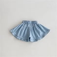thumbnail image 4 of Dpytoraw Girls Denim Skort, Bow Flounce Ruffle Trim for Summer Casual Blue Size 3-4 Years, 4 of 4