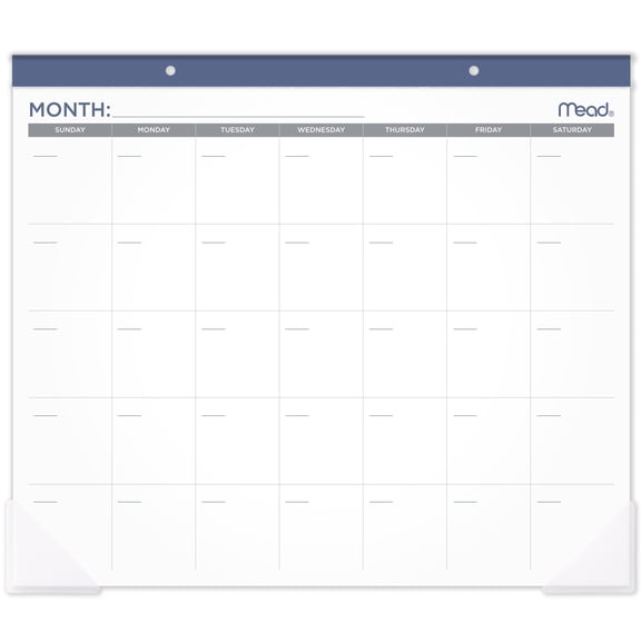 Mead Core Undated 15-Month Planning Desk Pad Calendar with Perforated Pages and Poly Corners, 21.75 x 17 Inches