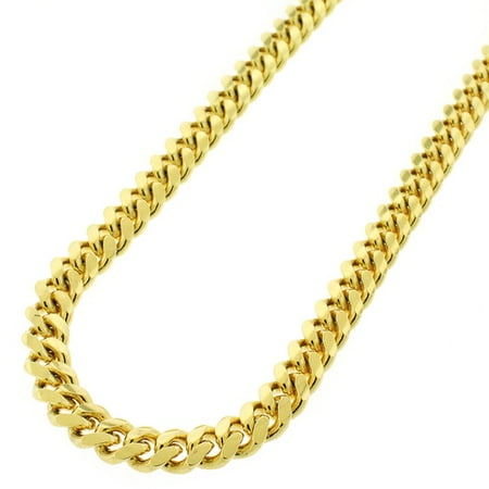 Solid Sterling Silver Golf - .925 Sterling Silver 7mm Solid Miami Cuban Curb Link Yellow Gold Plated Chain Necklace 24