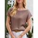 thumbnail image 4 of Jersey Saodimallsu para mujer con hombros descubiertos, marrón, 4 of 6